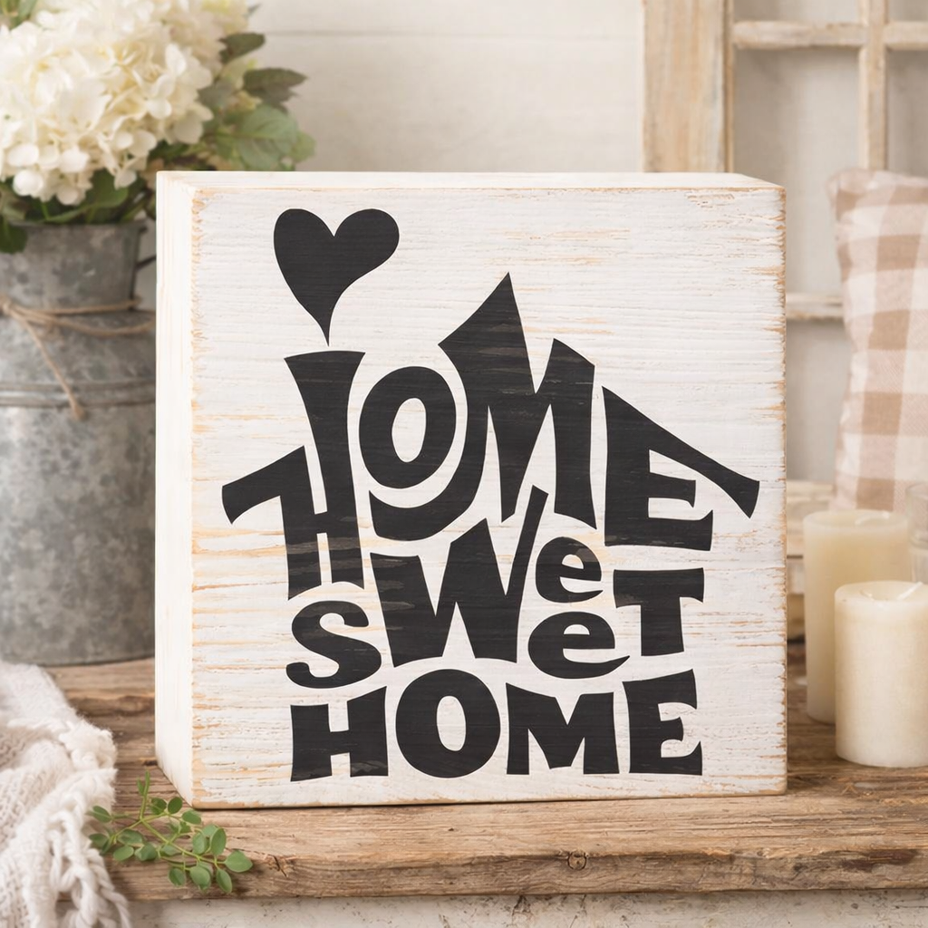 Home Sweet Home Wooden Box Sign – Cottagecore Cozy Nook Décor